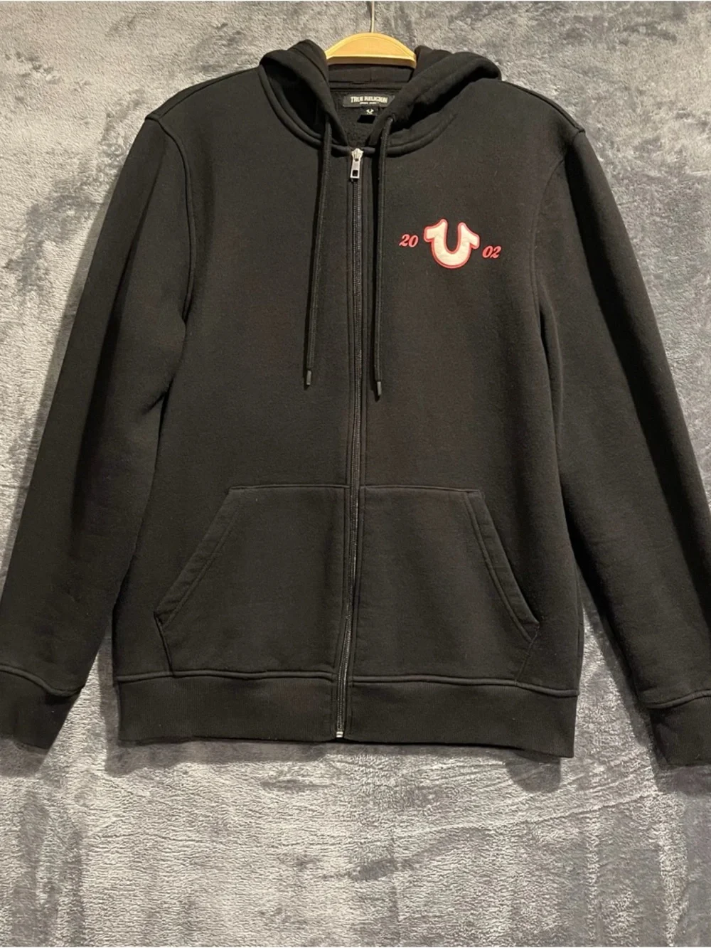 True Religion Large Sunrise Buddha Hoodie Sweatshirt Black Graphic Streetwear